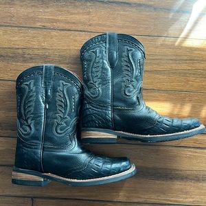 Kids Texas country real leather cowboy boots
